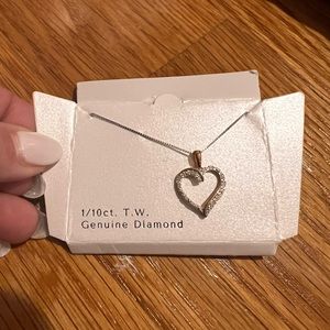 Mixed Metal Heart Pendant Necklace on Silver Chain